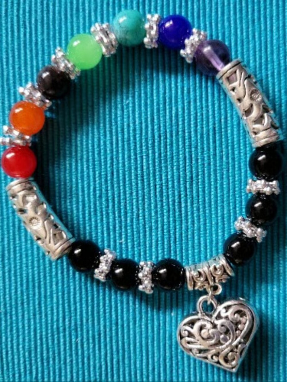 Colorful Beaded Elastic Wrist Wrap with Charms